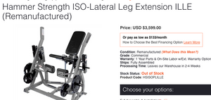 Hammer Strength Plate Loaded Iso-Lateral Leg Extension Commercial Gym Equipment