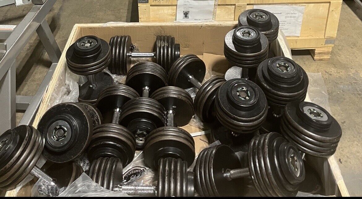 5 100 lb Set Hampton Pro Style Dumbbells missing 1 x 65 BNB