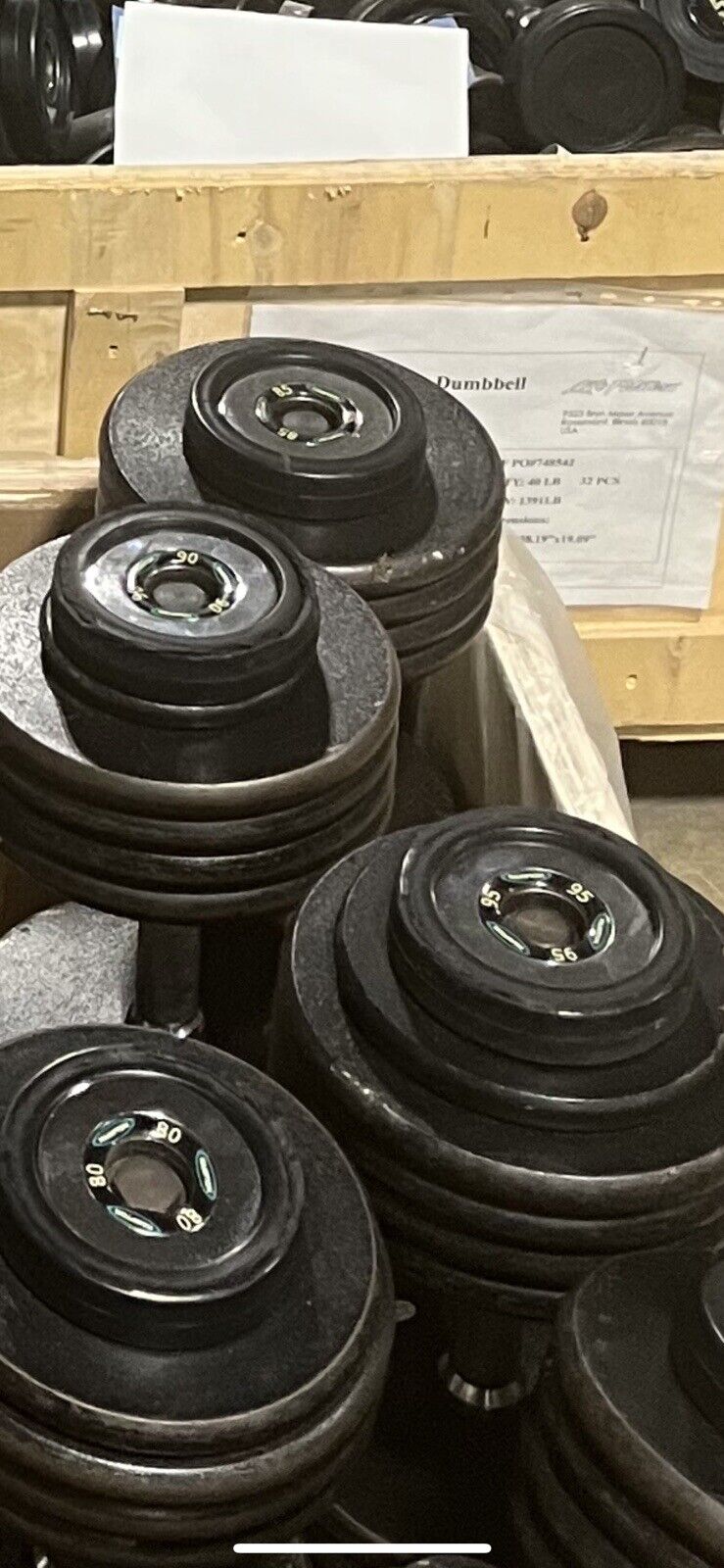 5 100 lb Set Hampton Pro Style Dumbbells missing 1 x 65 BNB