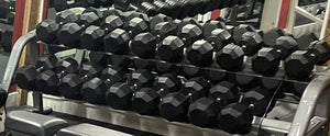 VTX Rubber Hex Dumbbell Set 10 - 110 with 2 Matrix Dumbbell Racks