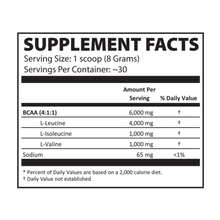Load image into Gallery viewer, Instantized BCAA Powder 4:1:1 Lemon Drop Supplement Facts