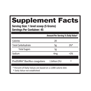 BNB Supplements Unflavored Probiotic Powder Produra Supplement and Nutrition Facts