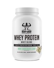Load image into Gallery viewer, BNB Supplements Mint Chocolate Chip Whey Protein tastes like ice cream