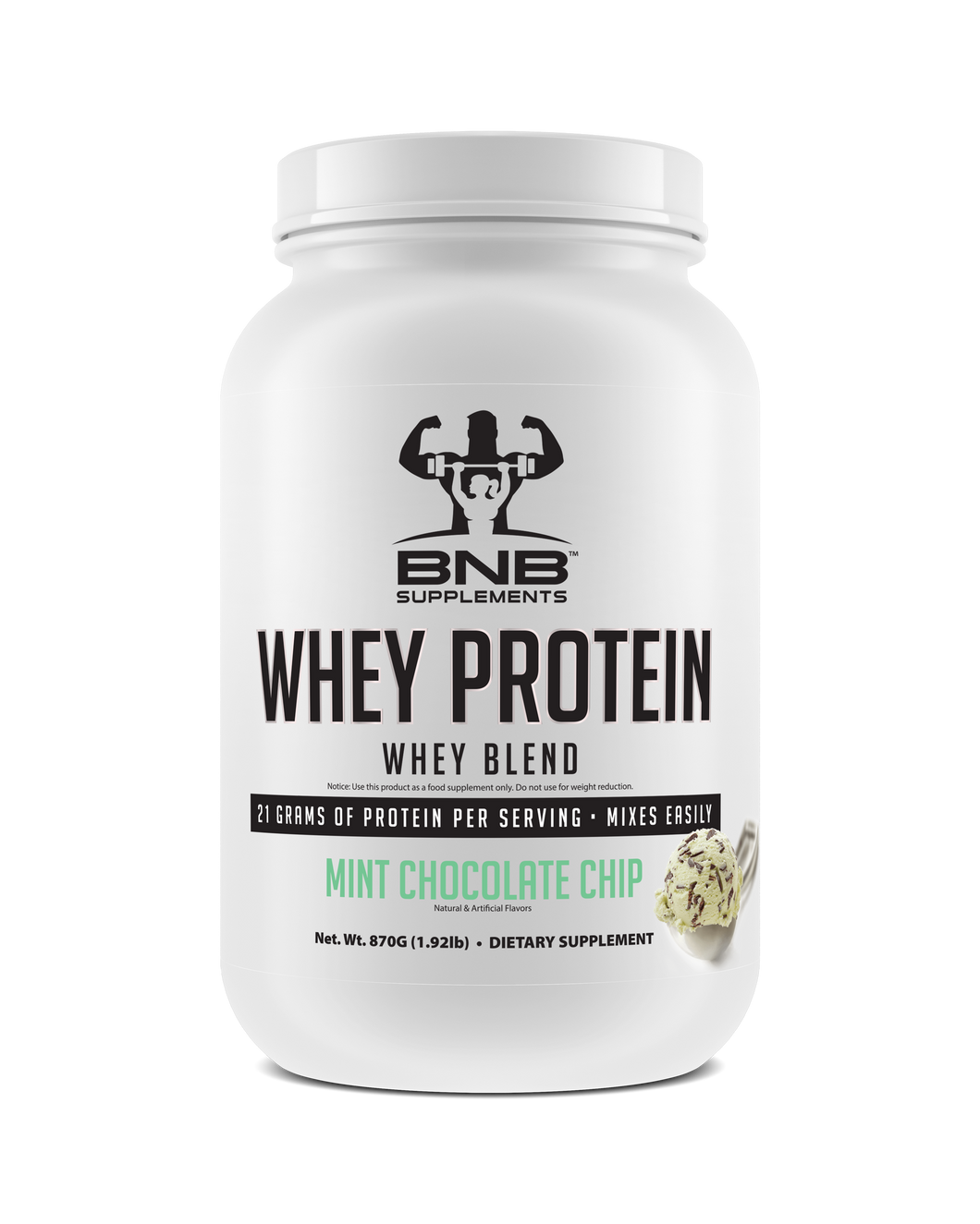 BNB Supplements Mint Chocolate Chip Whey Protein tastes like ice cream