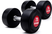 Load image into Gallery viewer, ZIVA SL Urethane Coated Dumbbells - Pair, 70 lbs. - Red Dumbbell Set