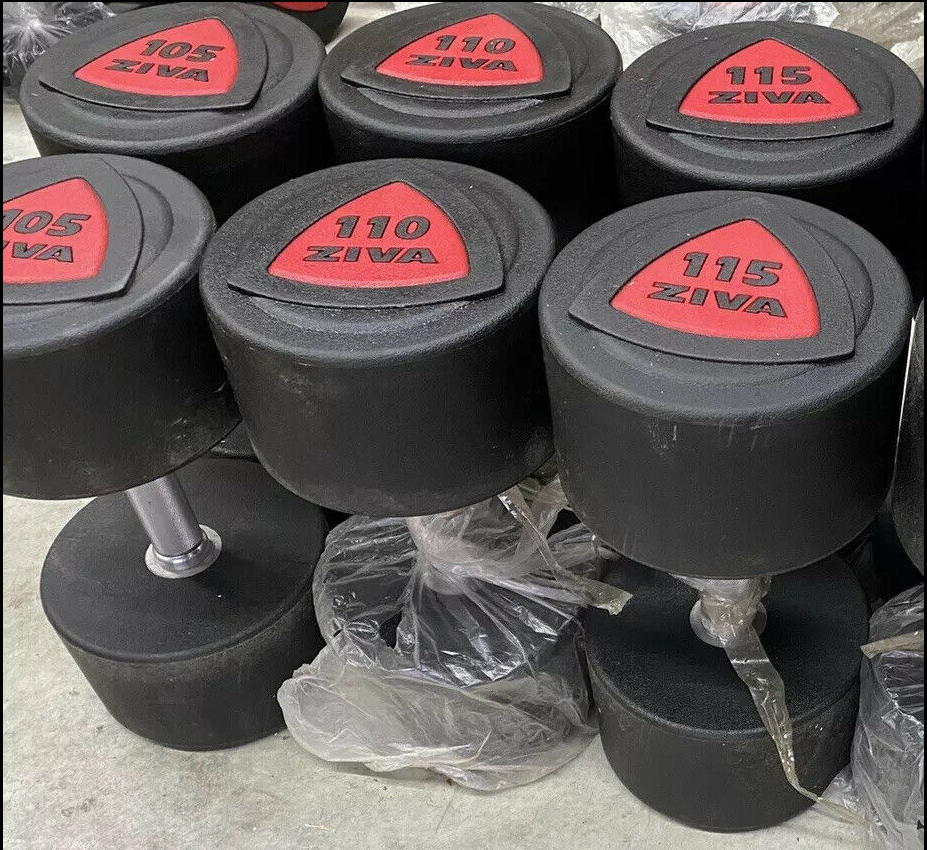 ZIVA ZVO Urethane Coated Dumbbells Set, Pairs Of 100 - 120 lbs
